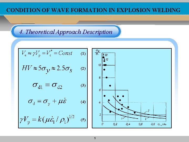 CONDITION OF WAVE FORMATION IN EXPLOSION WELDING 4. Theoretical Approach Description 5 