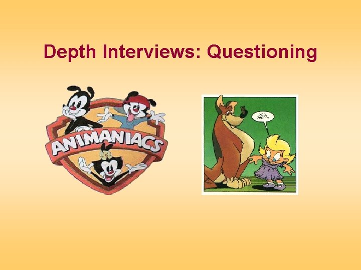 Depth Interviews: Questioning 