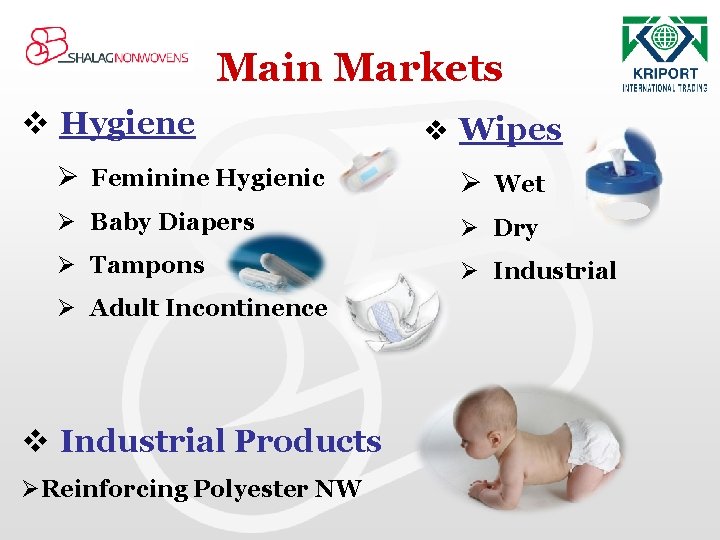 Main Markets v Hygiene v Wipes Ø Feminine Hygienic Ø Wet Ø Baby Diapers