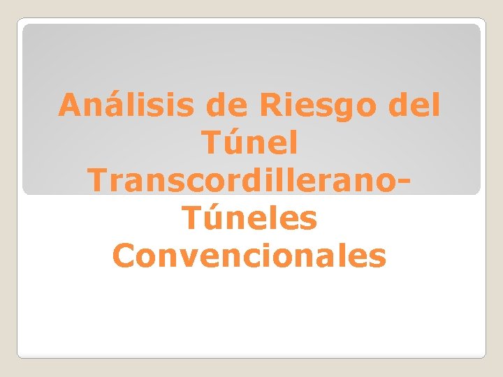 Análisis de Riesgo del Túnel Transcordillerano. Túneles Convencionales 