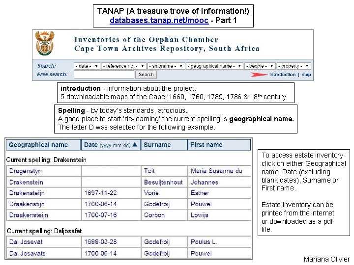 TANAP (A treasure trove of information!) databases. tanap. net/mooc - Part 1 introduction -