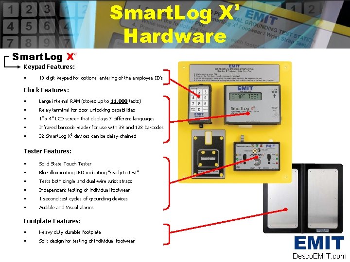 Smart. Log X Hardware Smart. Log X 3 3 Keypad Features: • 10 digit