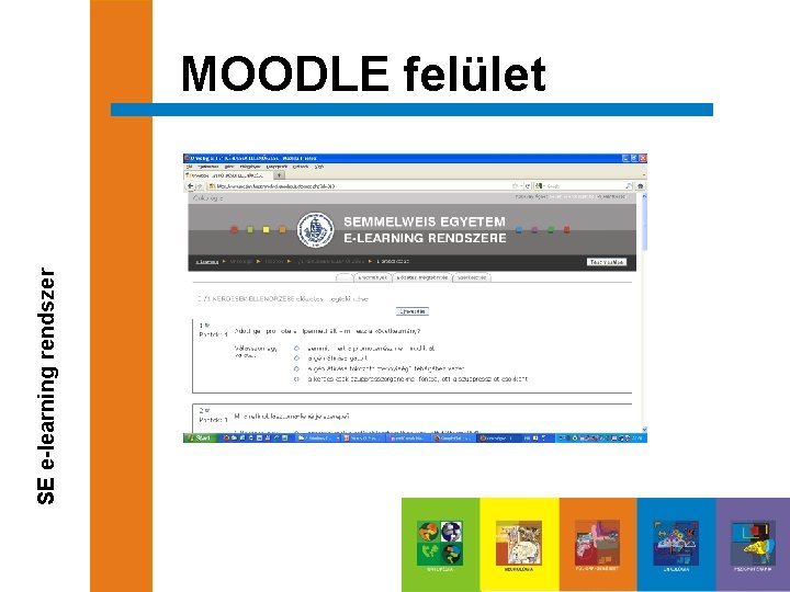 SE e-learning rendszer MOODLE felület 