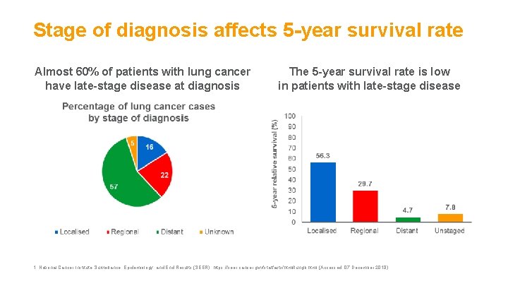 Stage of diagnosis affects 5 -year survival rate Almost 60% of patients with lung