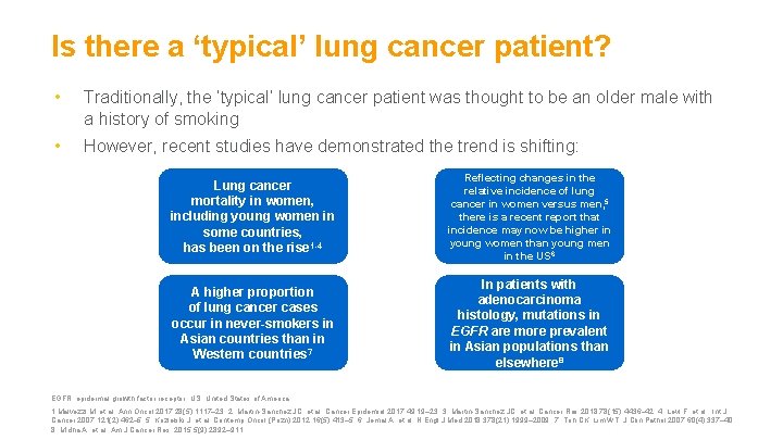 Is there a ‘typical’ lung cancer patient? • Traditionally, the ‘typical’ lung cancer patient