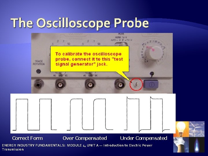 The Oscilloscope Probe Correct Form Over Compensated Under Compensated ENERGY INDUSTRY FUNDAMENTALS: MODULE 4,