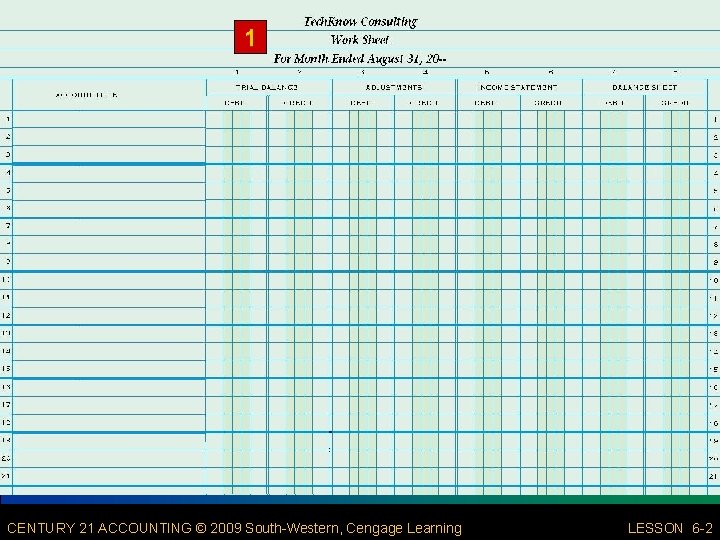 7 1 CENTURY 21 ACCOUNTING © 2009 South-Western, Cengage Learning LESSON 6 -2 