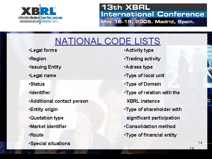 NATIONAL CODE LISTS • Legal forms • Activity type • Region • Trading activity