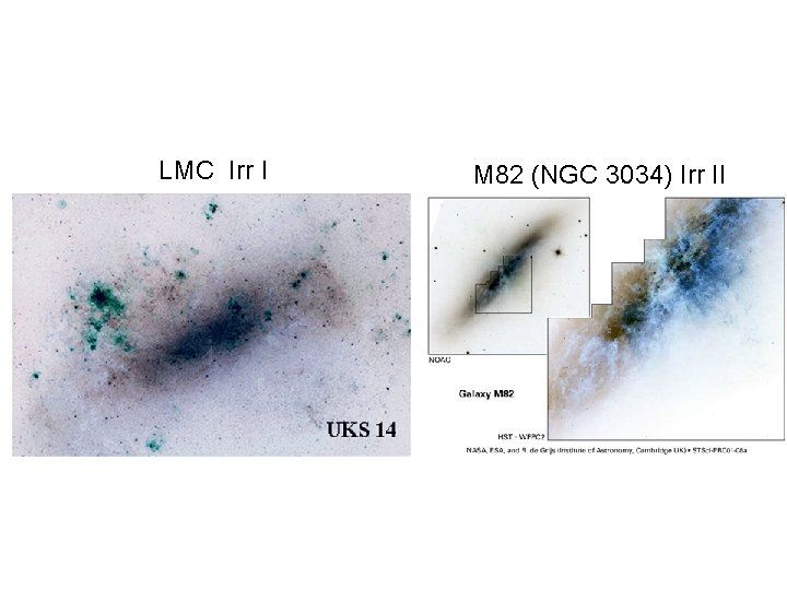 LMC Irr I M 82 (NGC 3034) Irr II 
