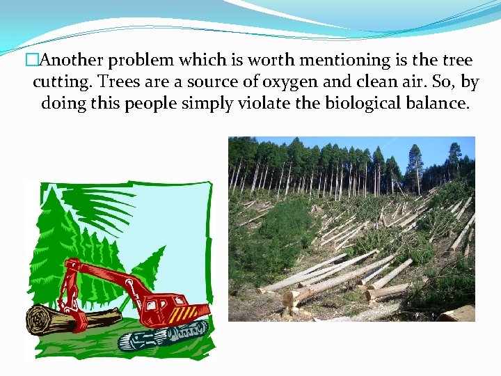 �Another problem which is worth mentioning is the tree cutting. Trees are a source