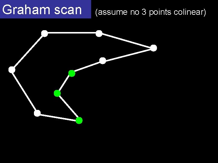 Graham scan (assume no 3 points colinear) 