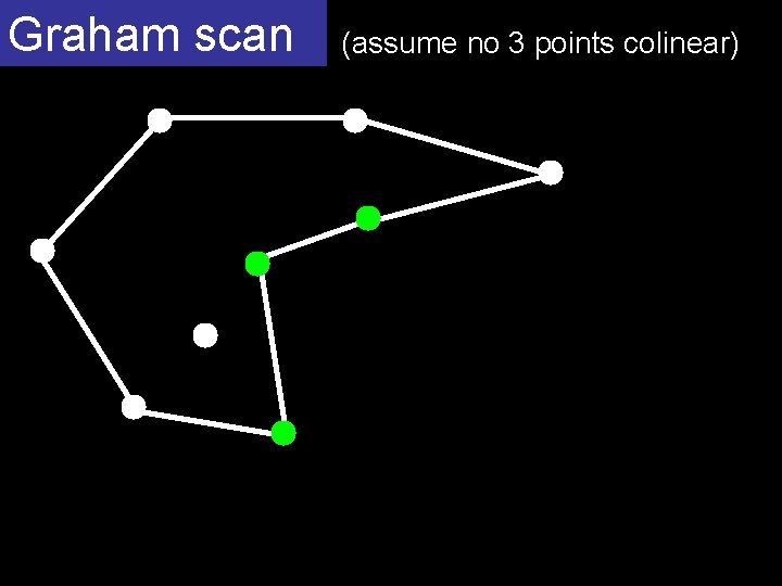 Graham scan (assume no 3 points colinear) 