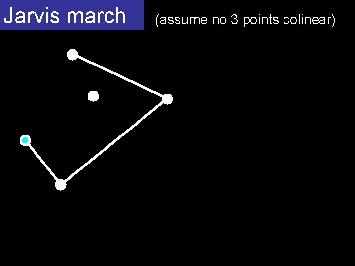 Jarvis march (assume no 3 points colinear) 