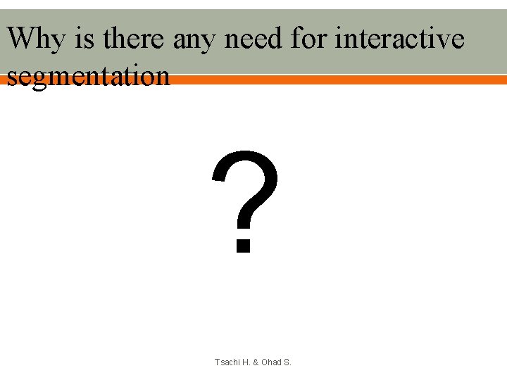 Why is there any need for interactive segmentation ? Tsachi H. & Ohad S.