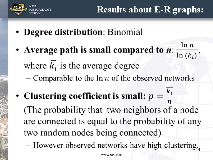 Results about E-R graphs: • 14 Results about E-R graphs: • 14