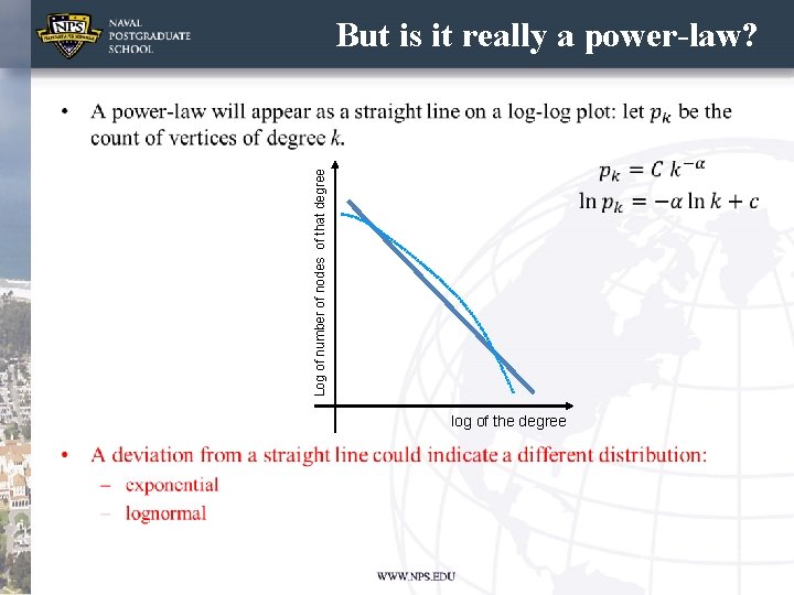 But is it really a power-law? Log of number of nodes of that degree