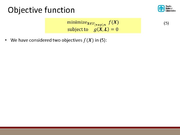Objective function (5) 