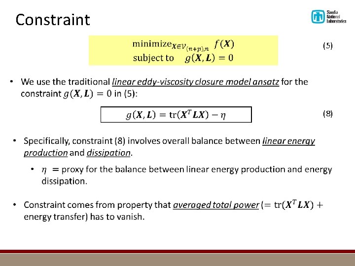 Constraint (5) (8) 