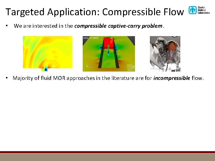 Targeted Application: Compressible Flow • We are interested in the compressible captive-carry problem. •