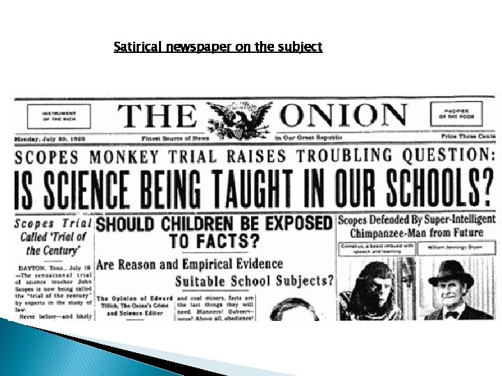 Satirical newspaper on the subject 