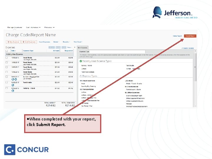 ·When completed with your report, click Submit Report. 
