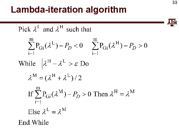 Lambda-iteration algorithm 33 