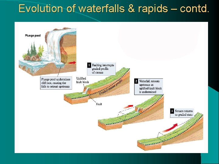 Evolution of waterfalls & rapids – contd. 