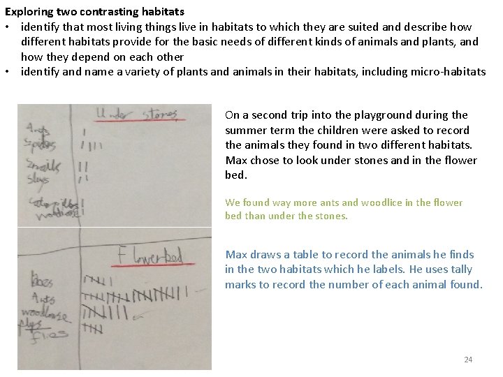 Exploring two contrasting habitats • identify that most living things live in habitats to