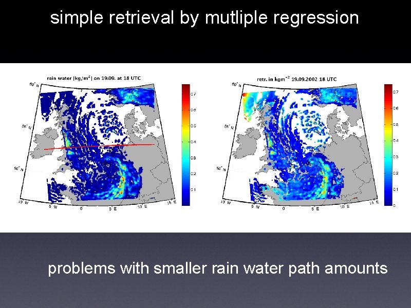 simple retrieval by mutliple regression problems with smaller rain water path amounts 