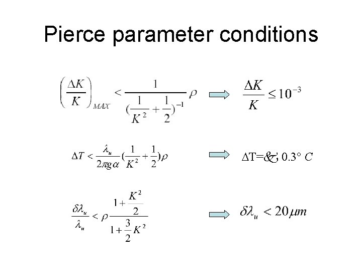 Pierce parameter conditions DT=k 0. 3° C 