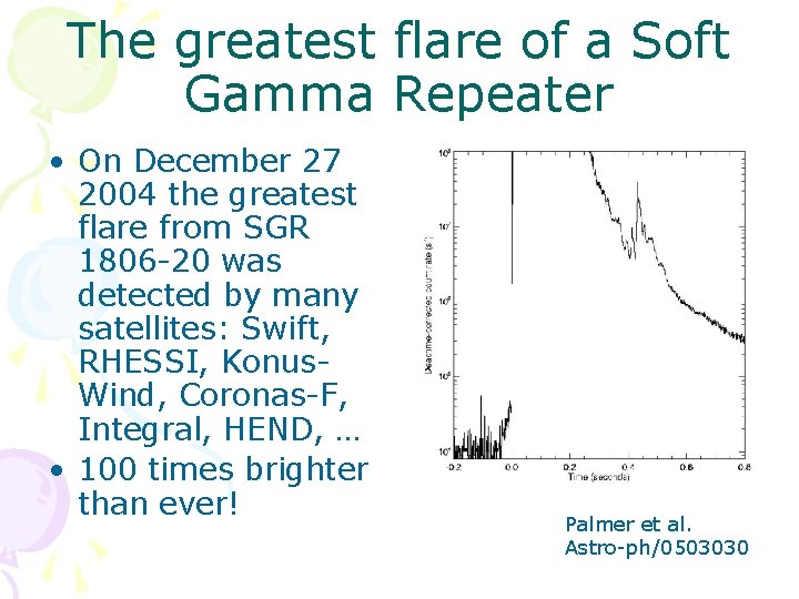 The greatest flare of a Soft Gamma Repeater • On December 27 2004 the