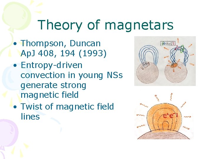 Theory of magnetars • Thompson, Duncan Ap. J 408, 194 (1993) • Entropy-driven convection