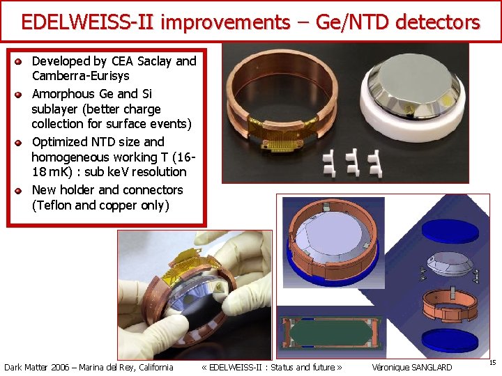 EDELWEISS-II improvements – Ge/NTD detectors Developed by CEA Saclay and Camberra-Eurisys Amorphous Ge and