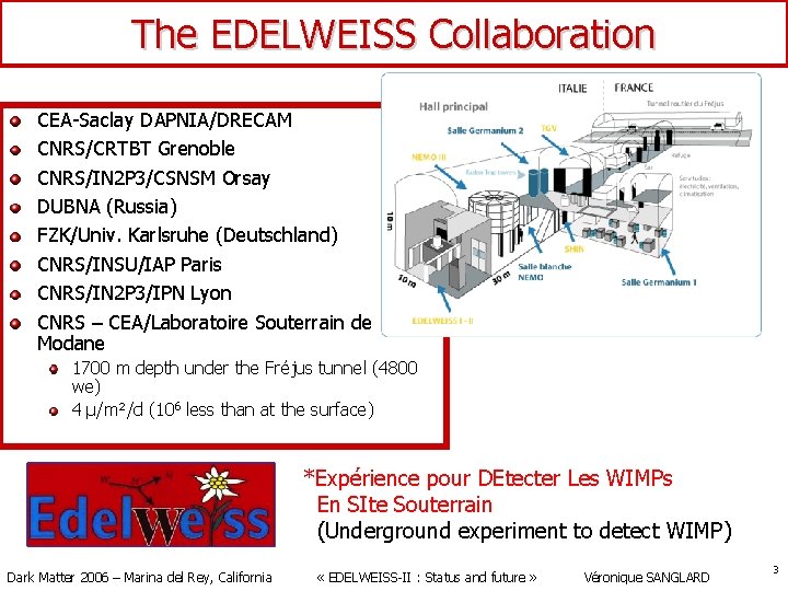 The EDELWEISS Collaboration CEA-Saclay DAPNIA/DRECAM CNRS/CRTBT Grenoble CNRS/IN 2 P 3/CSNSM Orsay DUBNA (Russia)
