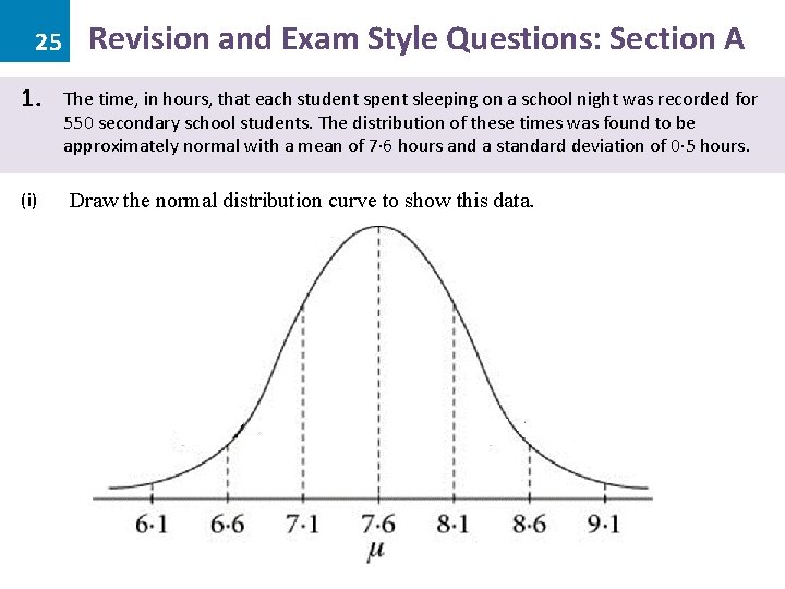 25 1. (i) Revision and Exam Style Questions: Section A The time, in hours,