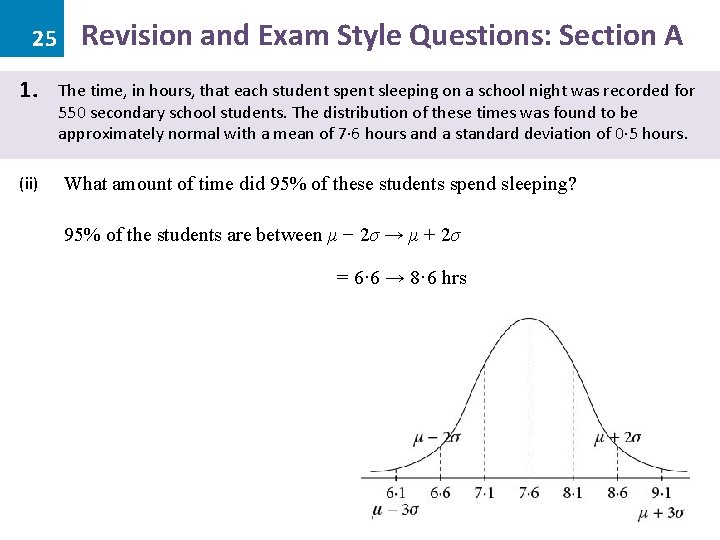 25 1. (ii) Revision and Exam Style Questions: Section A The time, in hours,
