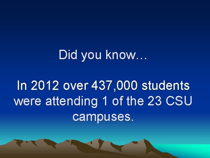Did you know… In 2012 over 437, 000 students were attending 1 of the