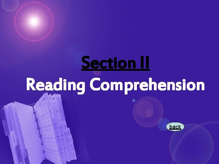 Section II Reading Comprehension back 