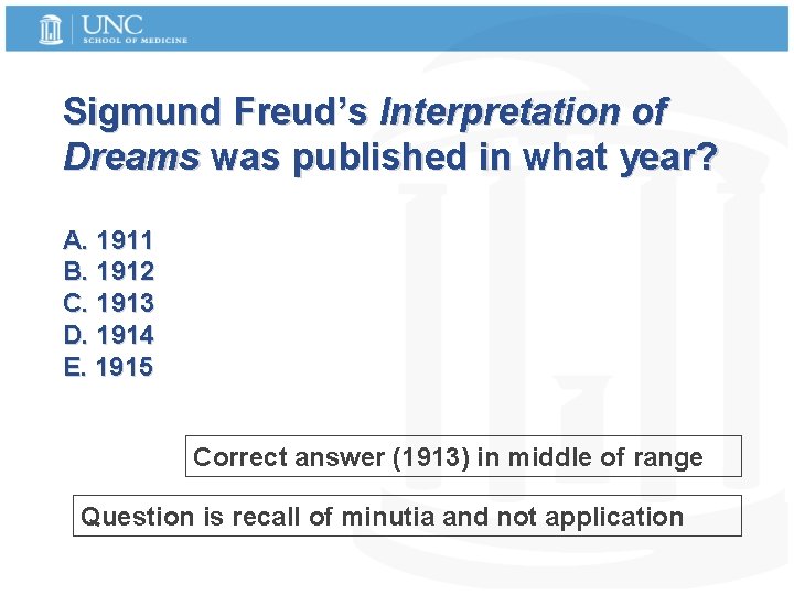 Sigmund Freud’s Interpretation of Dreams was published in what year? A. 1911 B. 1912