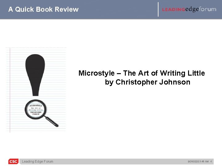 A Quick Book Review Microstyle – The Art of Writing Little by Christopher Johnson