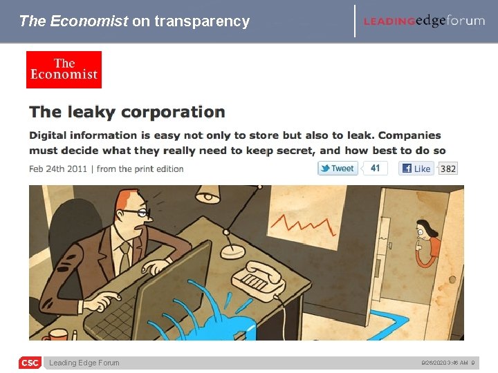 The Economist on transparency Leading Edge Forum 9/26/2020 3: 46 AM 9 