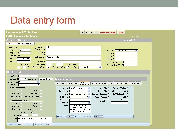 Data entry form 