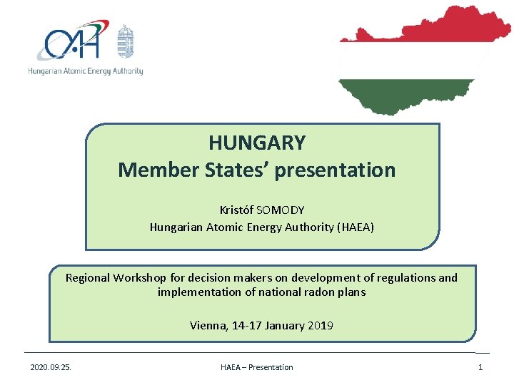 HUNGARY Member States’ presentation Kristóf SOMODY Hungarian Atomic Energy Authority (HAEA) Regional Workshop for