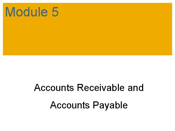 Module 5 Accounts Receivable and Accounts Payable 