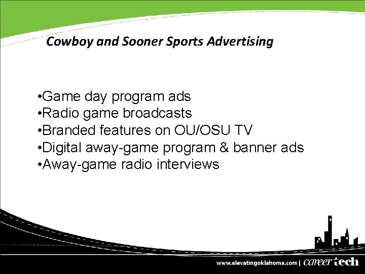 Cowboy and Sooner Sports Advertising • Game day program ads • Radio game broadcasts