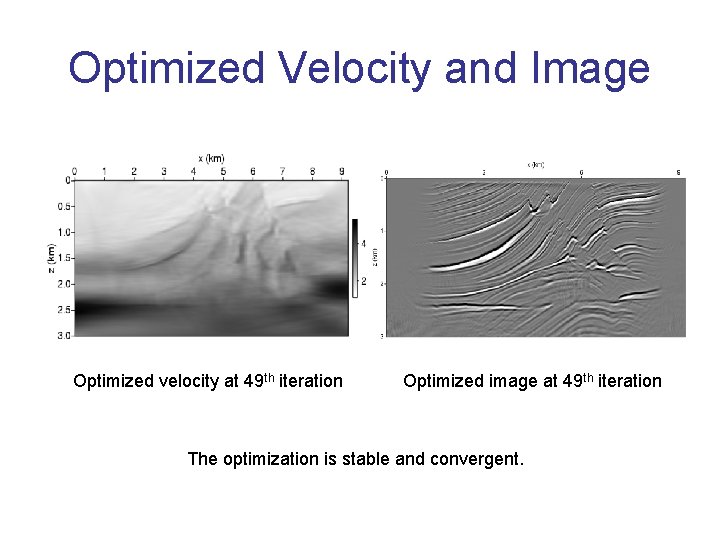 Optimized Velocity and Image Optimized velocity at 49 th iteration Optimized image at 49