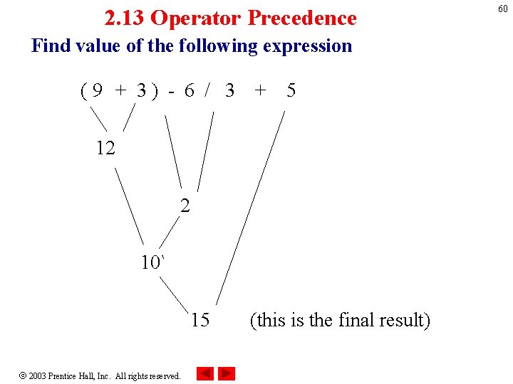 2. 13 Operator Precedence Find value of the following expression ( 9 + 3