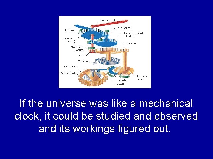 If the universe was like a mechanical clock, it could be studied and observed If the universe was like a mechanical clock, it could be studied and observed