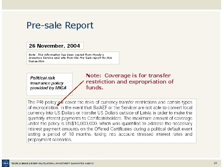Pre-sale Report Note: This information has been copied from Moody’s Investors Service web site