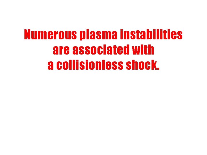 Numerous plasma instabilities are associated with a collisionless shock. 